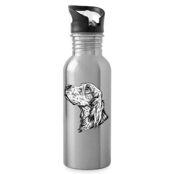Irish Setter Portrait - Trinkflasche mit integriertem Trinkhalm - Lightsilver - Rechts