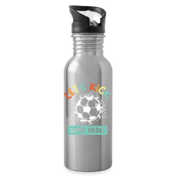 Soccer Team European Championship funny sayings colorful colors icon - Water bottle with straw - silver - Right