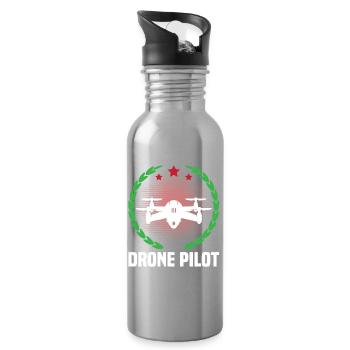Drohnen-Pilot - Trinkflasche mit integriertem Trinkhalm - Lightsilver - Rechts