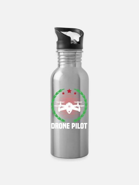 Pilote de drone - Gourde avec paille intégrée - argent clair