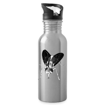 Fly - Nature's Insect Adaptation and Precision - Water bottle with straw - silver - Right