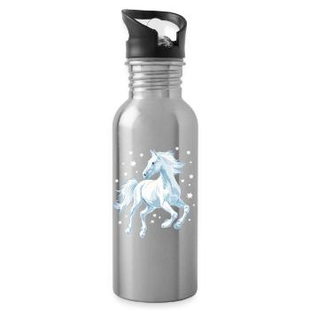 Horse with stars - Water bottle with straw - silver - Right