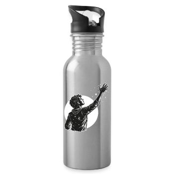 Cosmic Reach in Schwarz-Weiß - Trinkflasche mit integriertem Trinkhalm - Lightsilver - Rechts