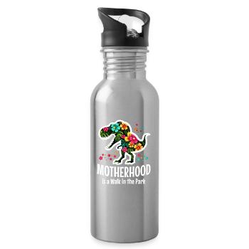 Muttersein ist ein Spaziergang im Park - Trinkflasche mit integriertem Trinkhalm - Lightsilver - Rechts