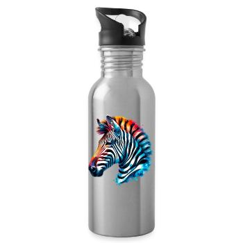 Zebra - Trinkflasche mit integriertem Trinkhalm - Lightsilver - Rechts