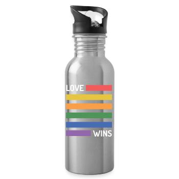 LGBT Pride Month - Love Wins - Water bottle with straw - silver - Right