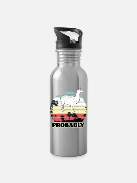 Alpaka - Trinkflasche mit integriertem Trinkhalm - Lightsilver
