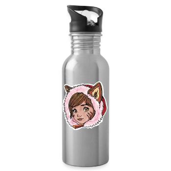 Le Petit Chaperon Rouge en petit loup - Gourde avec paille intégrée - argent clair - Droite