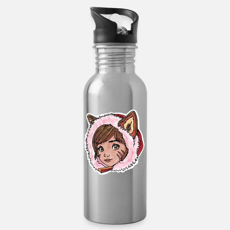 Rotkäppchen als kleiner Wolf - Trinkflasche mit integriertem Trinkhalm - Lightsilver