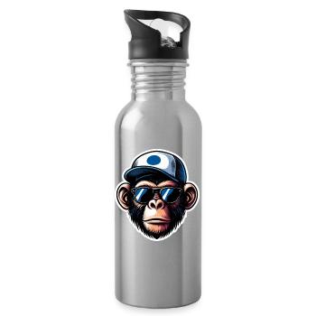 Affe Brille Cap - Trinkflasche mit integriertem Trinkhalm - Lightsilver - Rechts