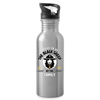 Das schwarze Schaf der großen Familie - Trinkflasche mit integriertem Trinkhalm - Lightsilver - Rechts