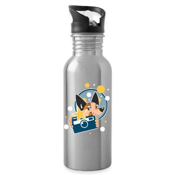Dog Photographer - Water bottle with straw - silver - Right