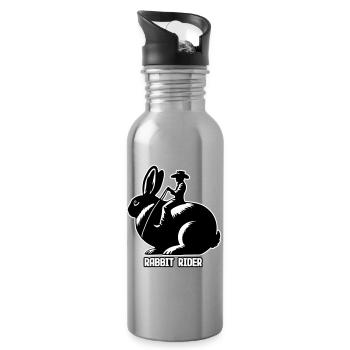Rabbit Rider (Text hell - mit Kontur, 3-farbig) - Trinkflasche mit integriertem Trinkhalm - Lightsilver - Rechts