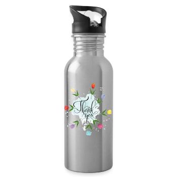 Thank You Blumenstrauß - Trinkflasche mit integriertem Trinkhalm - Lightsilver - Rechts