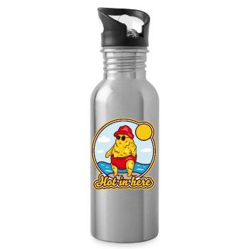 Schmelzende Butter am Strand - Trinkflasche mit integriertem Trinkhalm - Lightsilver - Rechts