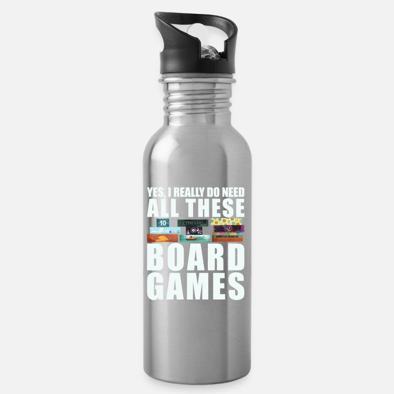 Brettspiele lustiger Spruch - Trinkflasche mit integriertem Trinkhalm - Lightsilver