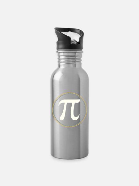 π en cercle – L’élégance des constantes - Gourde avec paille intégrée - argent clair