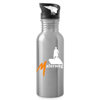 Sächsische Schweiz Malerweg Elbsandsteingebirge - Trinkflasche mit integriertem Trinkhalm - Lightsilver - Rechts