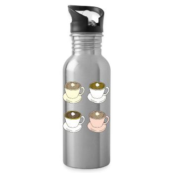 Coffee Cups Quartet - Water bottle with straw - silver - Right