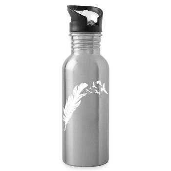 Conception de vol d’oiseau de la liberté à plumes - Gourde avec paille intégrée - argent clair - Droite