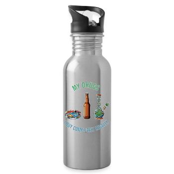 My drugs – completely legal! - Water bottle with straw - silver - Right