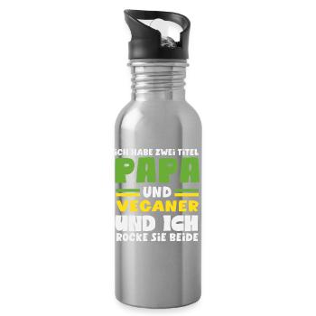 Attention Je suis végétalien Drôle Cadeau végétalien - Gourde avec paille intégrée - argent clair - Droite