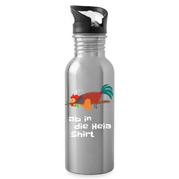 Off to bed shirt - Good night pajama rooster - Water bottle with straw - silver - Right