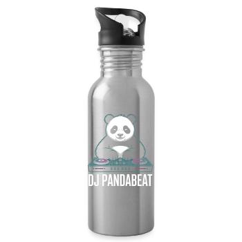 DJ PANDABEAT Panda DJ Beats Rave Club Musik - Trinkflasche mit integriertem Trinkhalm - Lightsilver - Rechts