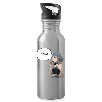 WOW - Manga Girl - Trinkflasche mit integriertem Trinkhalm - Lightsilver - Rechts