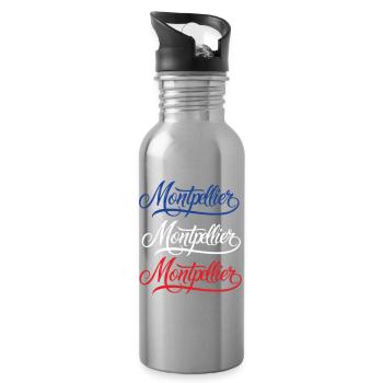 Montpellier Retro Lettering Design - Gourde avec paille intégrée - argent clair - Droite