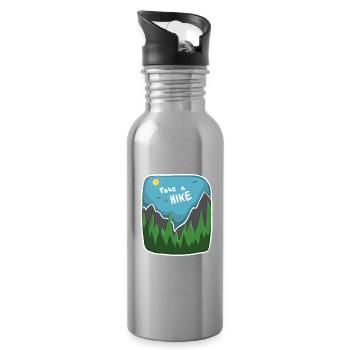Take a Hike – Adventure & Hiking Design - Water bottle with straw - silver - Right