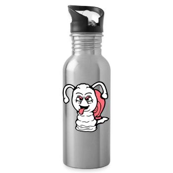 Schnecke frech Zunge rausstrecken böse klein cool - Trinkflasche mit integriertem Trinkhalm - Lightsilver - Rechts
