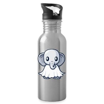 Éléphant Halloween Fantôme - Gourde avec paille intégrée - argent clair - Droite
