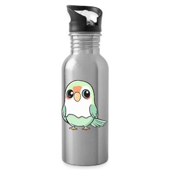 Papagai Halloween Geist - Trinkflasche mit integriertem Trinkhalm - Lightsilver - Rechts