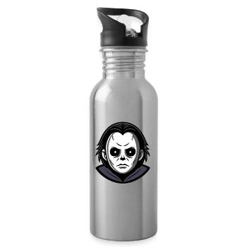 Böse Halloween-Maske monochromer Kapuzenpullover - Trinkflasche mit integriertem Trinkhalm - Lightsilver - Rechts