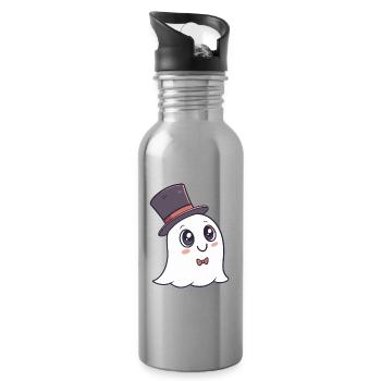 Schicker Geisterhut und Schleife - Trinkflasche mit integriertem Trinkhalm - Lightsilver - Rechts