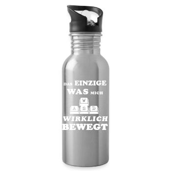 Funny Gamer Saying Gaming Gamer Gamble eSports - Water bottle with straw - silver - Right