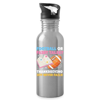 Thanksgiving Gender Reveal Mom-to-be - Water bottle with straw - silver - Right