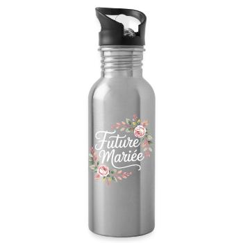Wedding Team Bachelorette Party Bride - Water bottle with straw - silver - Right