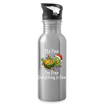 Funny Christmas Turtle It's Fine Everything fine - Water bottle with straw - silver - Right