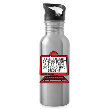 Silent Night Gaming Night All Calm Screens Bright - Water bottle with straw - silver - Right