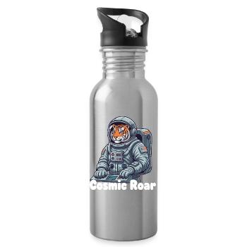 Cosmischer Tiger im Raumanzug - Trinkflasche mit integriertem Trinkhalm - Lightsilver - Rechts