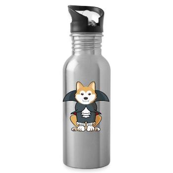 Akita Inu Vampire Halloween Chien Costume Spooky Pet - Gourde avec paille intégrée - argent clair - Droite