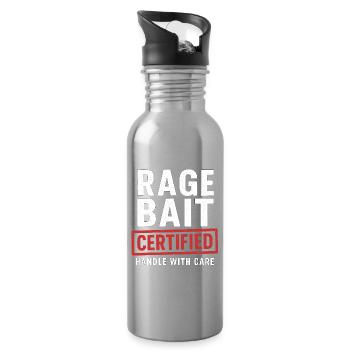 Rage Bait Certified Handle With Care, Funny - Water bottle with straw - silver - Right