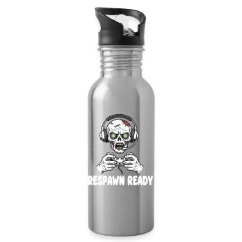 Respawn Ready Zombie Skull Gaming - Trinkflasche mit integriertem Trinkhalm - Lightsilver - Rechts