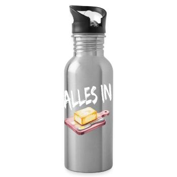 Alles In Butter Lustiges Motiv - Trinkflasche mit integriertem Trinkhalm - Lightsilver - Rechts