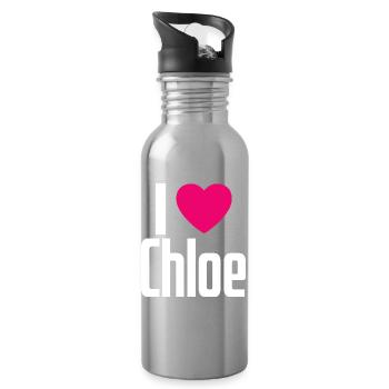 J’aime Chloé Coeur rose J’aime Chloé - Gourde avec paille intégrée - argent clair - Droite