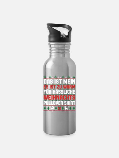 Christmas - Water bottle with straw - silver