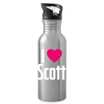 I Love Scott Pink Heart I Love Scott - Water bottle with straw - silver - Right