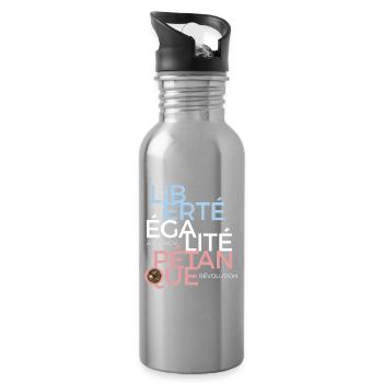 Liberté Égalité Pétanque, la french Révolution  - Gourde avec paille intégrée - argent clair - Droite